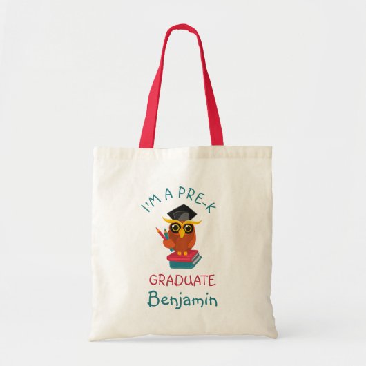 Pre-K Afstuderen 2023 Owl Funny Afstuderen Name Fu Tote Bag (Voorkant)