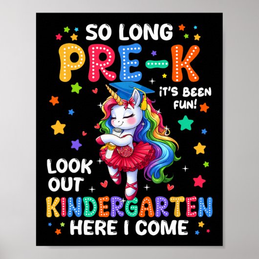 Pre-k Afstuderen 2025 Eenhoorn Meisje Kleuterschoo Poster (Voorkant)