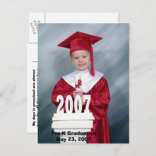Pre-K-Afstuderen Aankondigingskaart (Voorkant / Achterkant)