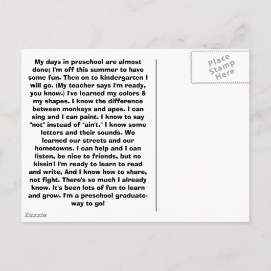Pre-K-Afstuderen Aankondigingskaart (Achterkant)