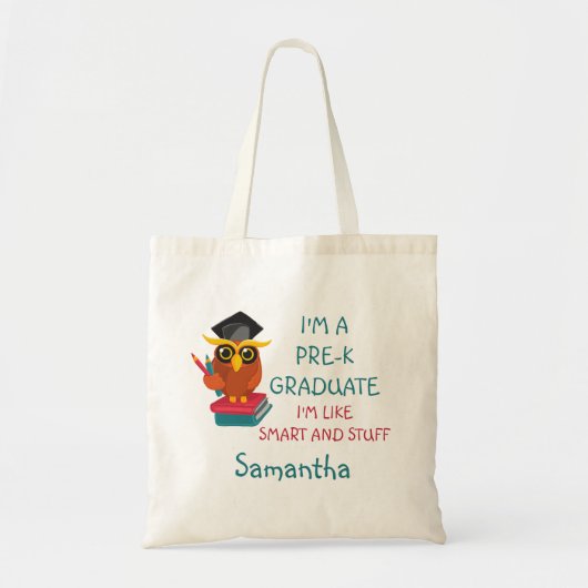Pre-K Afstuderen Cute 2023 Owl Funny Afstuderen Na Tote Bag (Voorkant)