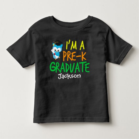 Pre-K Afstuderen Cute Blue Owl Custom Kinder Shirts (Voorkant)