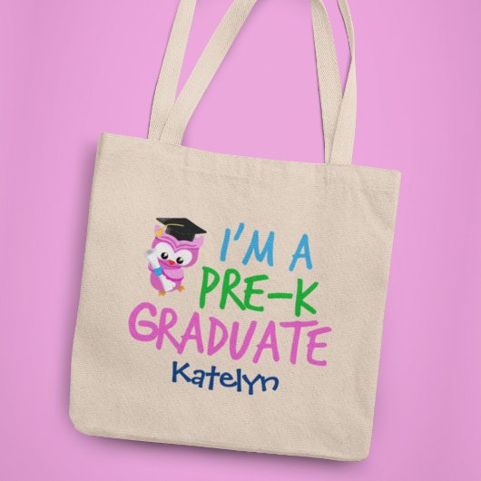 Pre-K Afstuderen Cute Pink Owl Aangepast Afstudere Tote Bag
