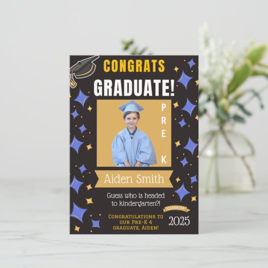 PRE-K AFSTUDEREN FOTOAANKONDIGING KAART (Staand voorkant)