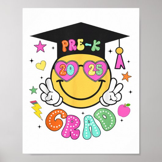 Pre-k Afstuderen Groovy Smile Face Afstuderen 2025 Poster (Voorkant)