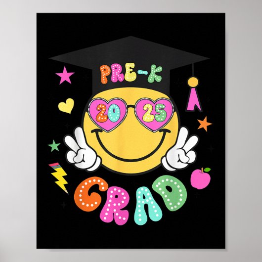 Pre-k Afstuderen Groovy Smile Face Afstuderen 2025 Poster (Voorkant)