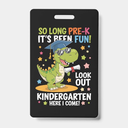 Pre K Afstuderen kleuterschool dinosaurus T Rex Badge (Voorzijde)
