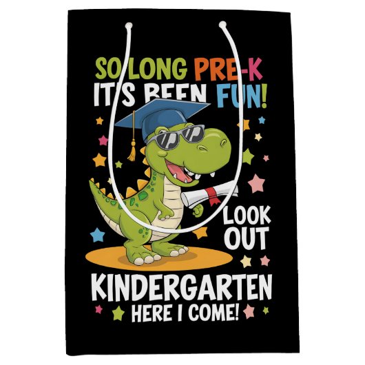 Pre K Afstuderen kleuterschool dinosaurus T Rex Medium Cadeauzakje (Voorkant)