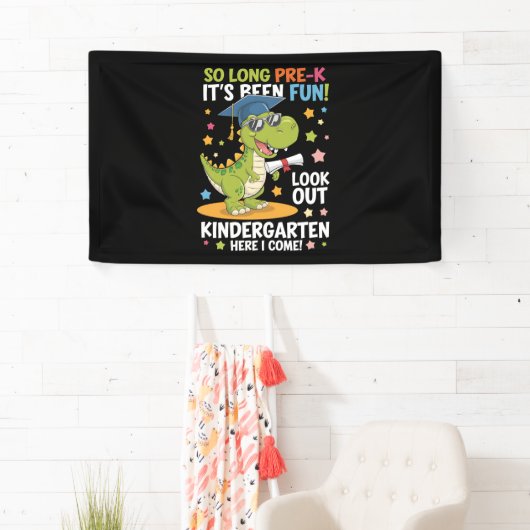 Pre K Afstuderen kleuterschool dinosaurus T Rex Spandoek (Insitu)