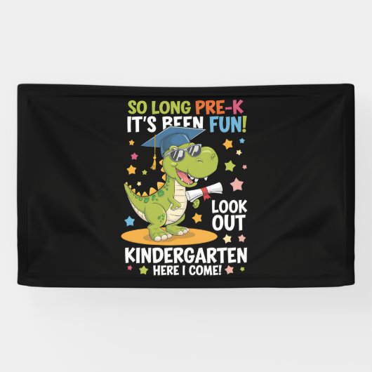 Pre K Afstuderen kleuterschool dinosaurus T Rex Spandoek (Horizontaal)