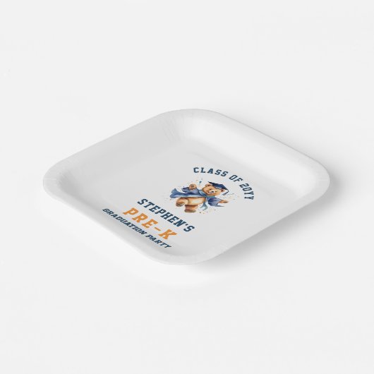 Pre-K Afstuderen Schattigee Teddy Party Papieren Bordje (Gebogen)