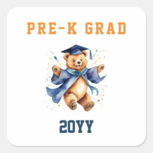 Pre-K Afstuderen Schattigee teddybeer Vierkante Sticker