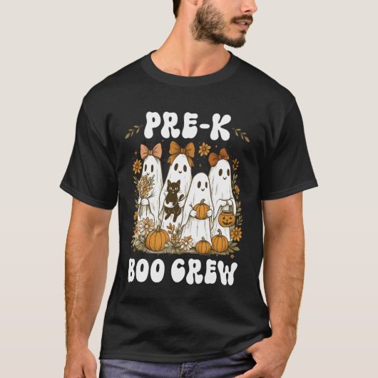 Pre K Boo Bemanning Groovy Halloween Leraar Wildfl T-shirt (Voorkant)