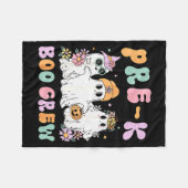Pre-k Boo Crew Groovy Halloween Floral Ghost Pre K Fleece Deken (Voorkant (Horizontaal))