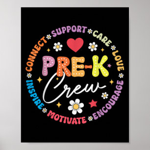 Pre-k Crew 1e dag van de school Grappige kleutersc Poster