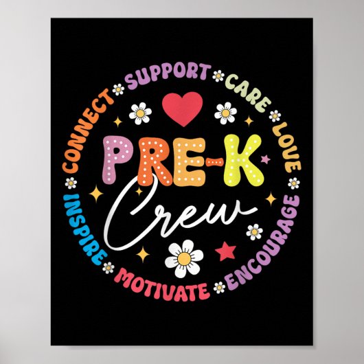 Pre-k Crew 1e dag van de school Grappige kleutersc Poster (Voorkant)