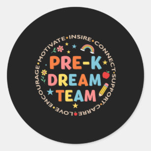 Pre-k Droomteam Terug naar school Leraar Zorg Lief Ronde Sticker