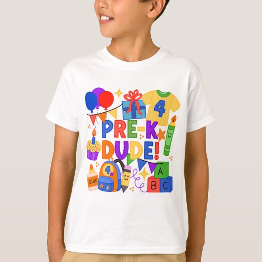 Pre-K Dude Birthday & First Day of School Shirt  (Voorkant)
