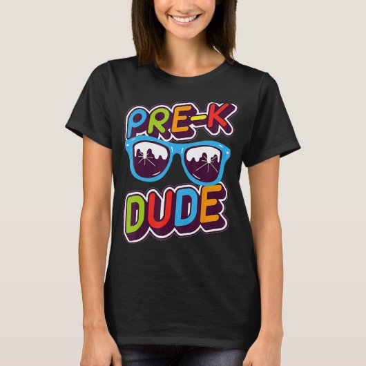 Pre K Dude Cool Zonnebril Jongens Kinder Terug naa T-shirt (Voorkant)