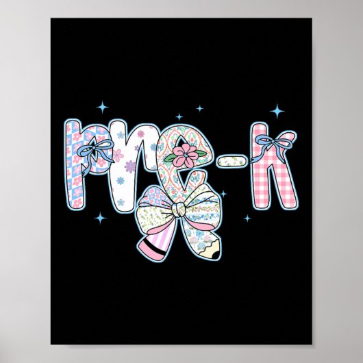 Pre-k eerste schooldag Coquette Preppy Potlood F Poster (Voorkant)