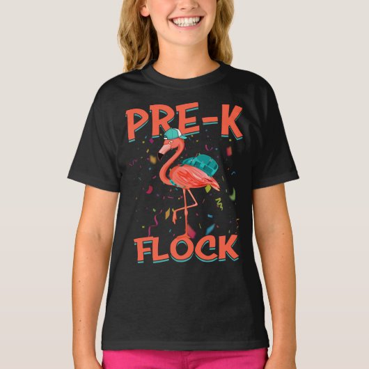 Pre-K Flock Flamingo terug naar school T-shirt (Voorkant)