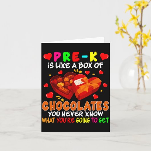 Pre-k Funny Box Of Chocolates Valentine's Day Teac Kaart (Gele Bloem)