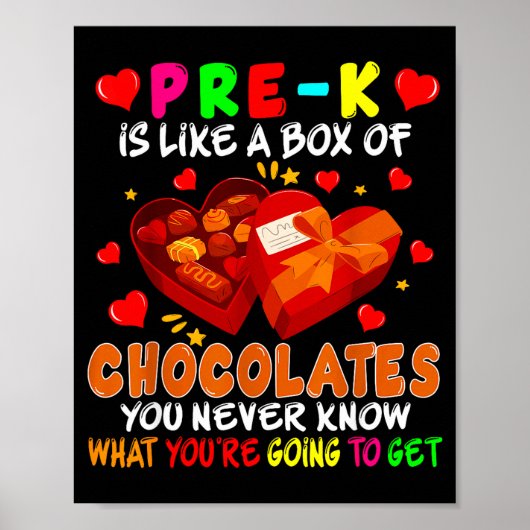 Pre-k Funny Box Of Chocolates Valentine's Day Teac Poster (Voorkant)