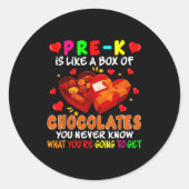 Pre-k Funny Box Of Chocolates Valentine's Day Teac Ronde Sticker (Voorkant)