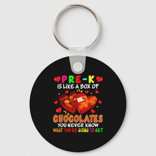 Pre-k Funny Box Of Chocolates Valentine's Day Teac Sleutelhanger (Voorkant)