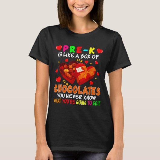 Pre-k Funny Box Of Chocolates Valentine's Day Teac T-shirt (Voorkant)