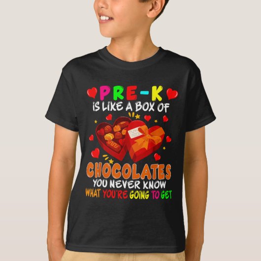 Pre-k Funny Box Of Chocolates Valentine's Day Teac T-shirt (Voorkant)