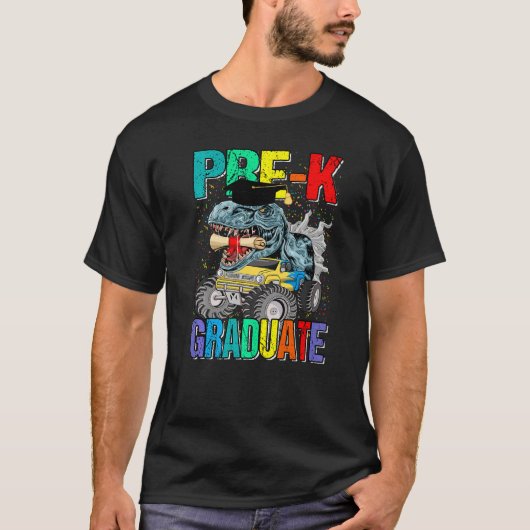 Pre K Graduate Monster Truck Dinosaur Graduation   T-shirt (Voorkant)