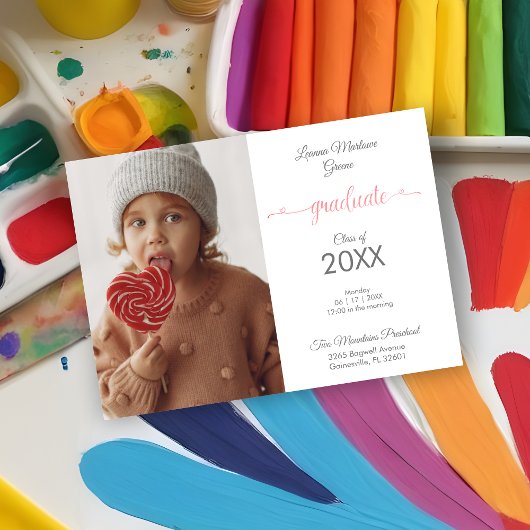 Pre-K Graduate Simple Children Photo Announcement