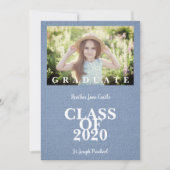 Pre-K Graduation Simple Photo Blue Textile Texture (Voorkant)