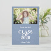 Pre-K Graduation Simple Photo Blue Textile Texture (Staand voorkant)