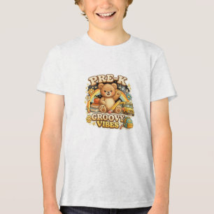 Pre-K Groovy Vibes Retro Ontwerp Tri-Blend Shirt