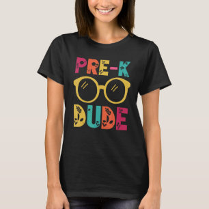 Pre-k guy Glasses terug naar school leraar student T-shirt