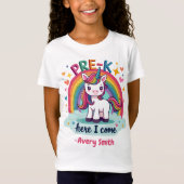 Pre-K Hier kom ik Eenhoorn Meisjes Peuters Kinder T-shirt (Voorkant)