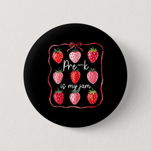Pre K Is My Jam Aardbei Fruit Leraar Student Ronde Button 5,7 Cm (Voorkant)