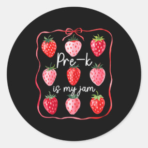 Pre K Is My Jam Aardbei Fruit Leraar Student Ronde Sticker