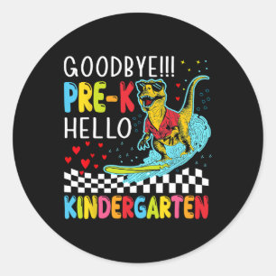 Pre-k Jongens Laatste Schooldag Dinosaur T-rex Mon Ronde Sticker
