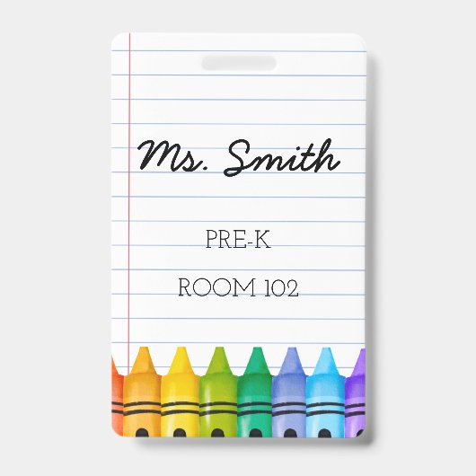 Pre-K kinderopvang leraar badge met primaire kleur (Voorkant)