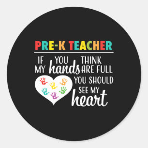Pre-K kleuterleidster Cute Heart waardering tee vo Ronde Sticker