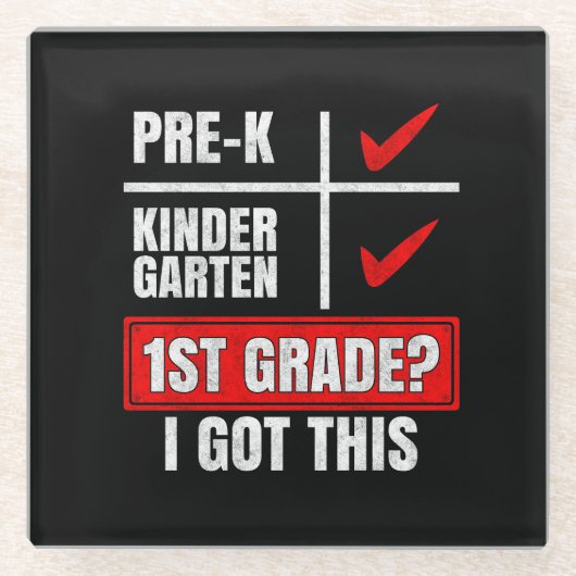 PRE-K KLEUTERSCHOOL 1E KLAS? IK HEB DIT GLAZEN ONDERZETTER (Voorkant)