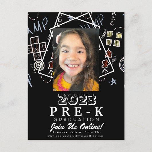 Pre-K Kleuterschool Virtuele Afstudeerkladplaat Briefkaart (Voorkant)