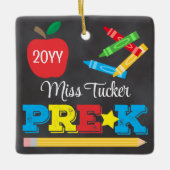Pre-K Leraar Keepsake Chalkboard Kleurrijk Keramisch Ornament (Voorkant)