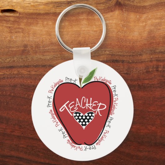 Pre-K leraar Red Apple Sleutelhanger (Voorkant)