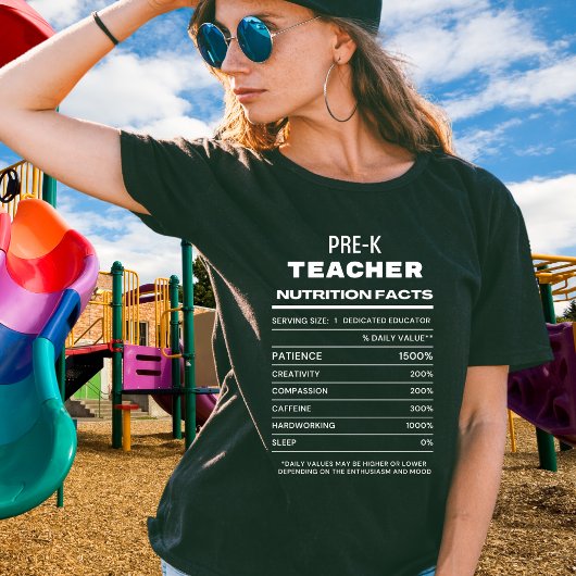 Pre K leraar voeding feiten grappig T-shirt
