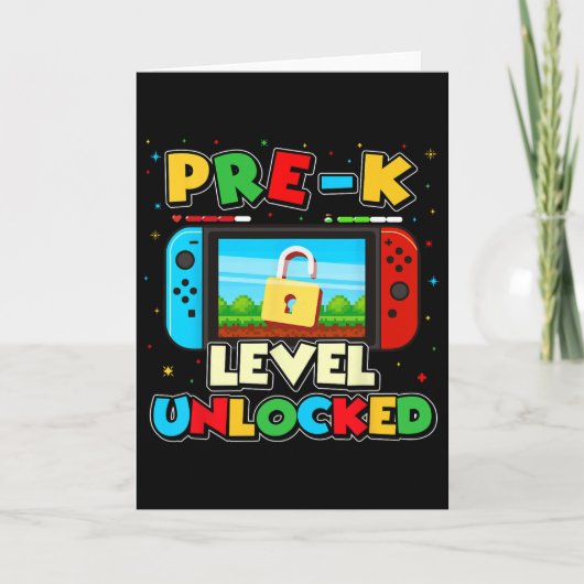 Pre-k Level Unlocked Video Gamer Boys Kids Ck To S Kaart (Voorkant)