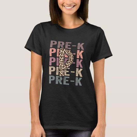 Pre K Multi gekleurd met Leopard P T-shirt (Voorkant)